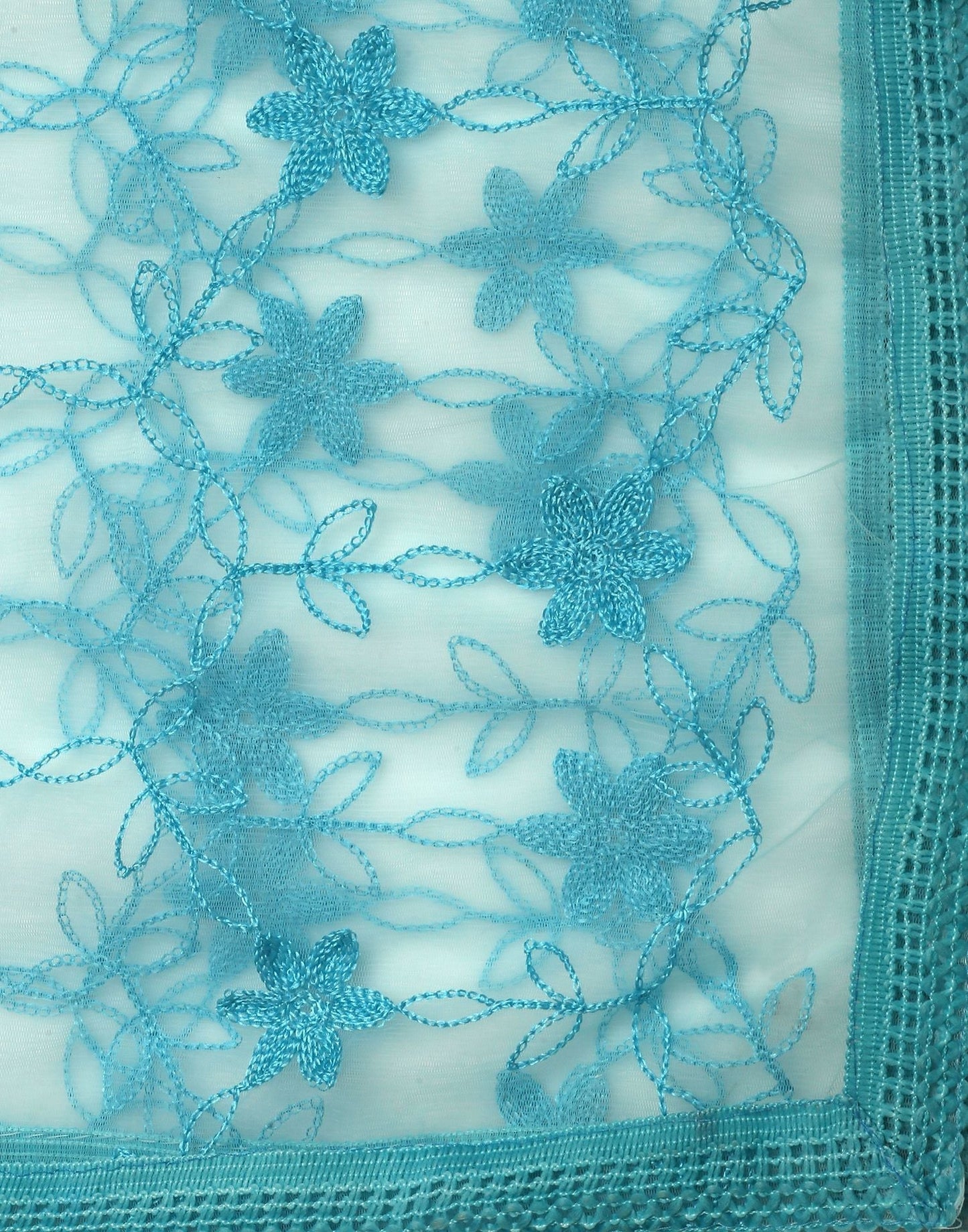 Sky Blue Net Embroidery Dupatta | Leemboodi