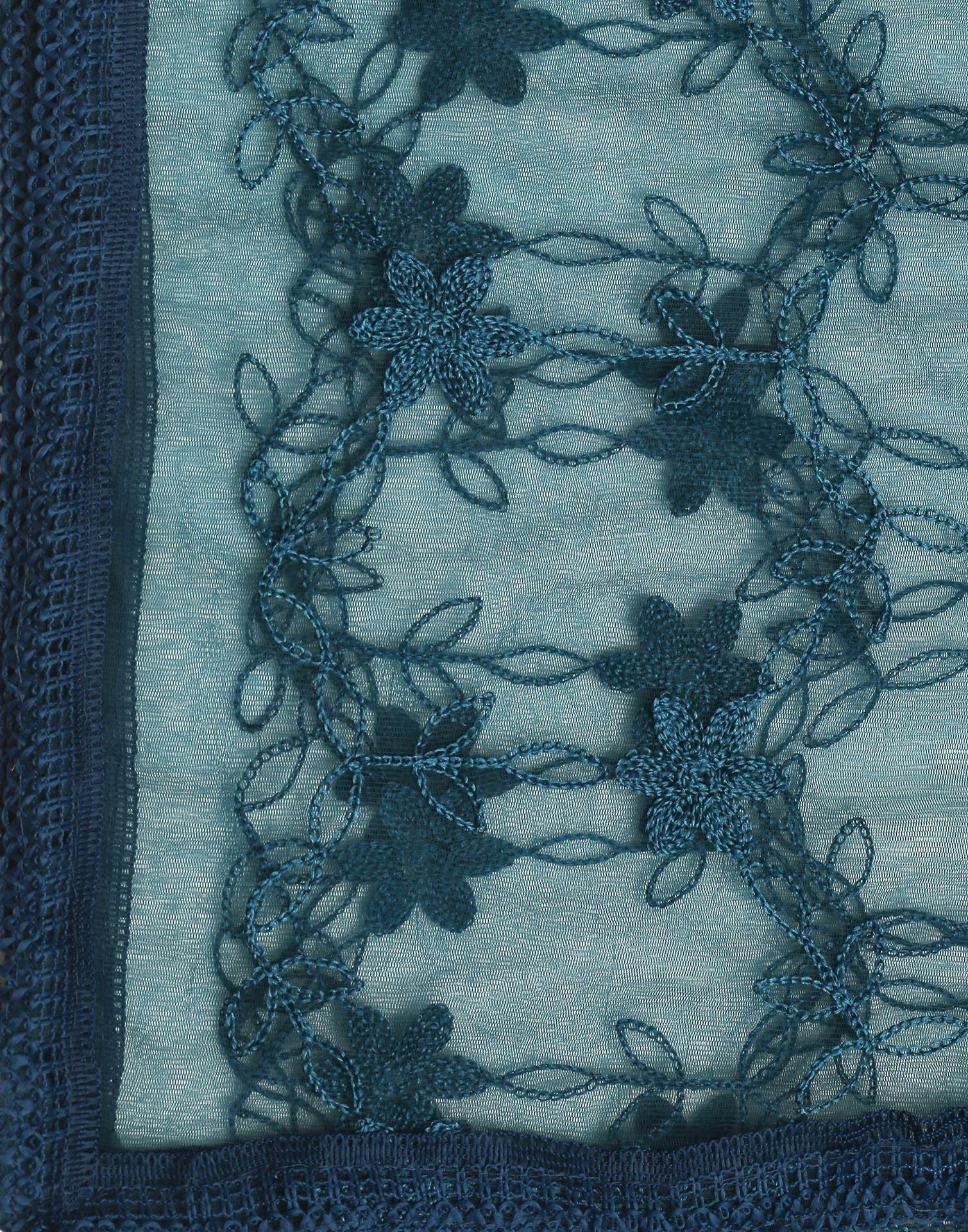 Rama Blue Net Embroidery Dupatta | Leemboodi