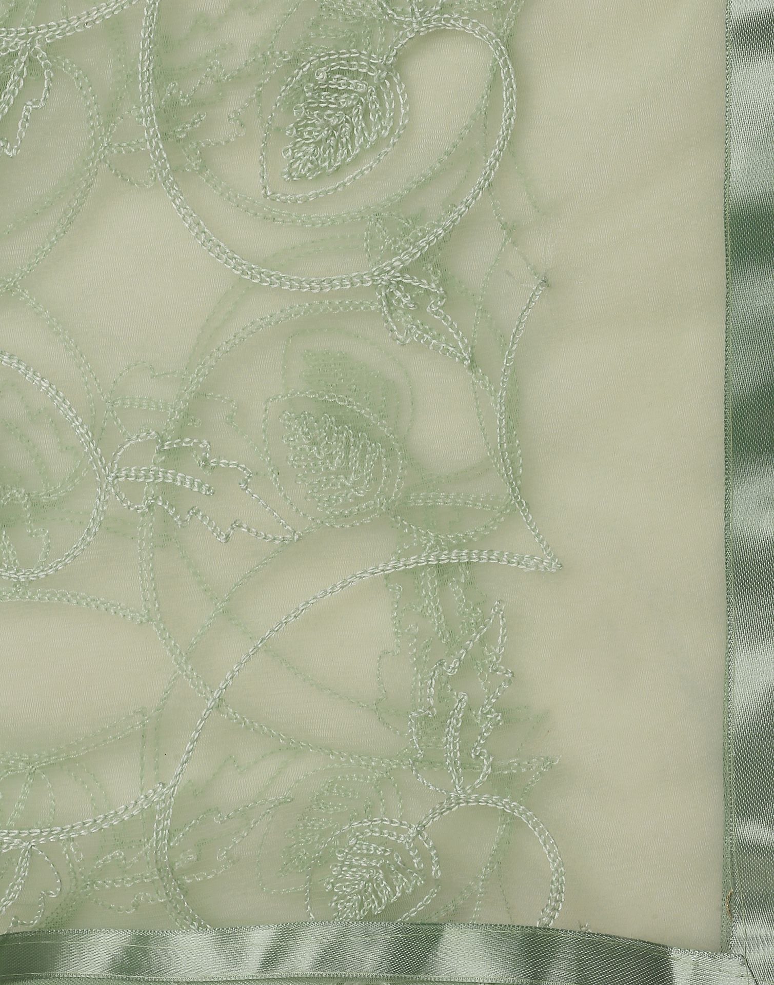 Light Green Net Embroidery Dupatta | Leemboodi