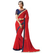 Red Coloured Georgette Zari Stone Embroidered Partywear saree | Leemboodi