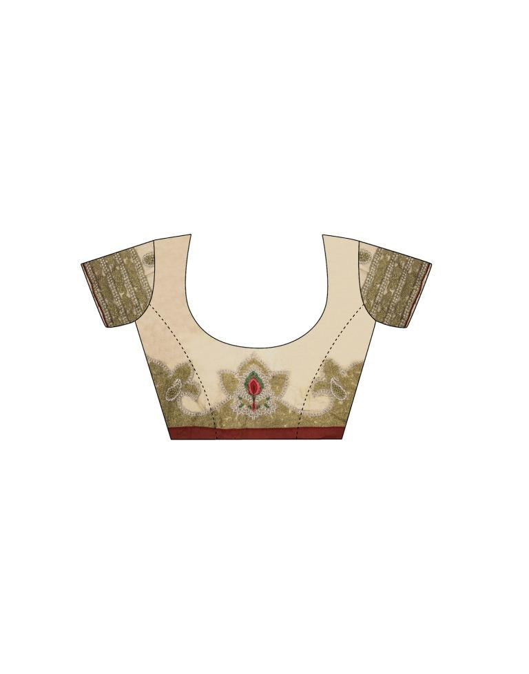 Red Coloured Georgette Zari Embroidered Partywear saree | Leemboodi