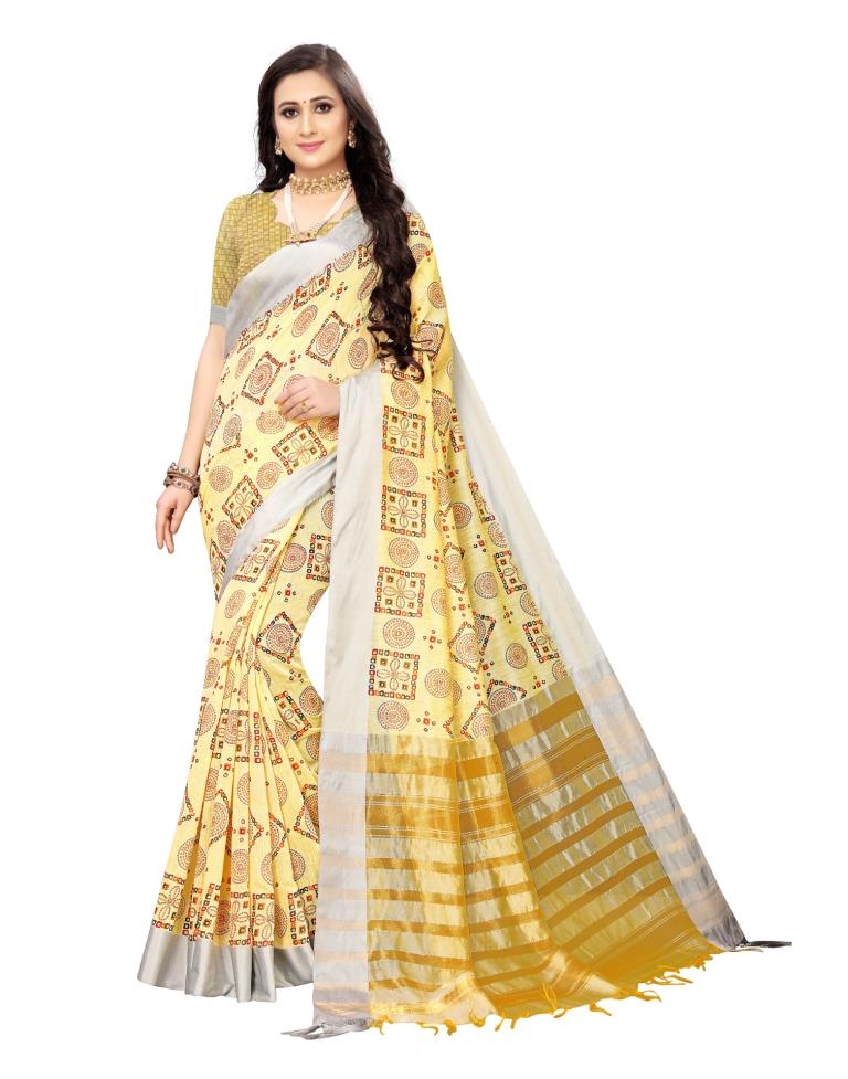 Yellow Cotton Silk Saree | Leemboodi