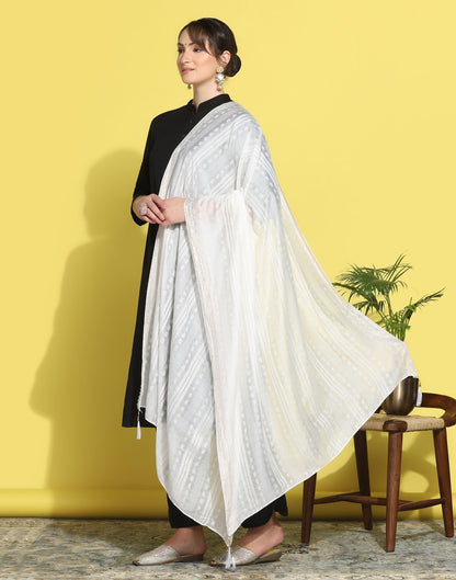 White Cotton Plain Dupatta | Leemboodi