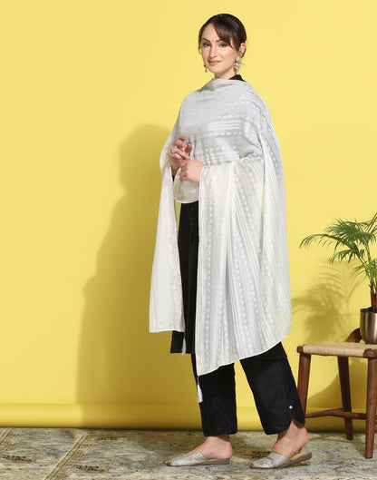 White Cotton Plain Dupatta | Leemboodi