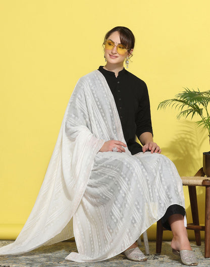 White Cotton Plain Dupatta | Leemboodi