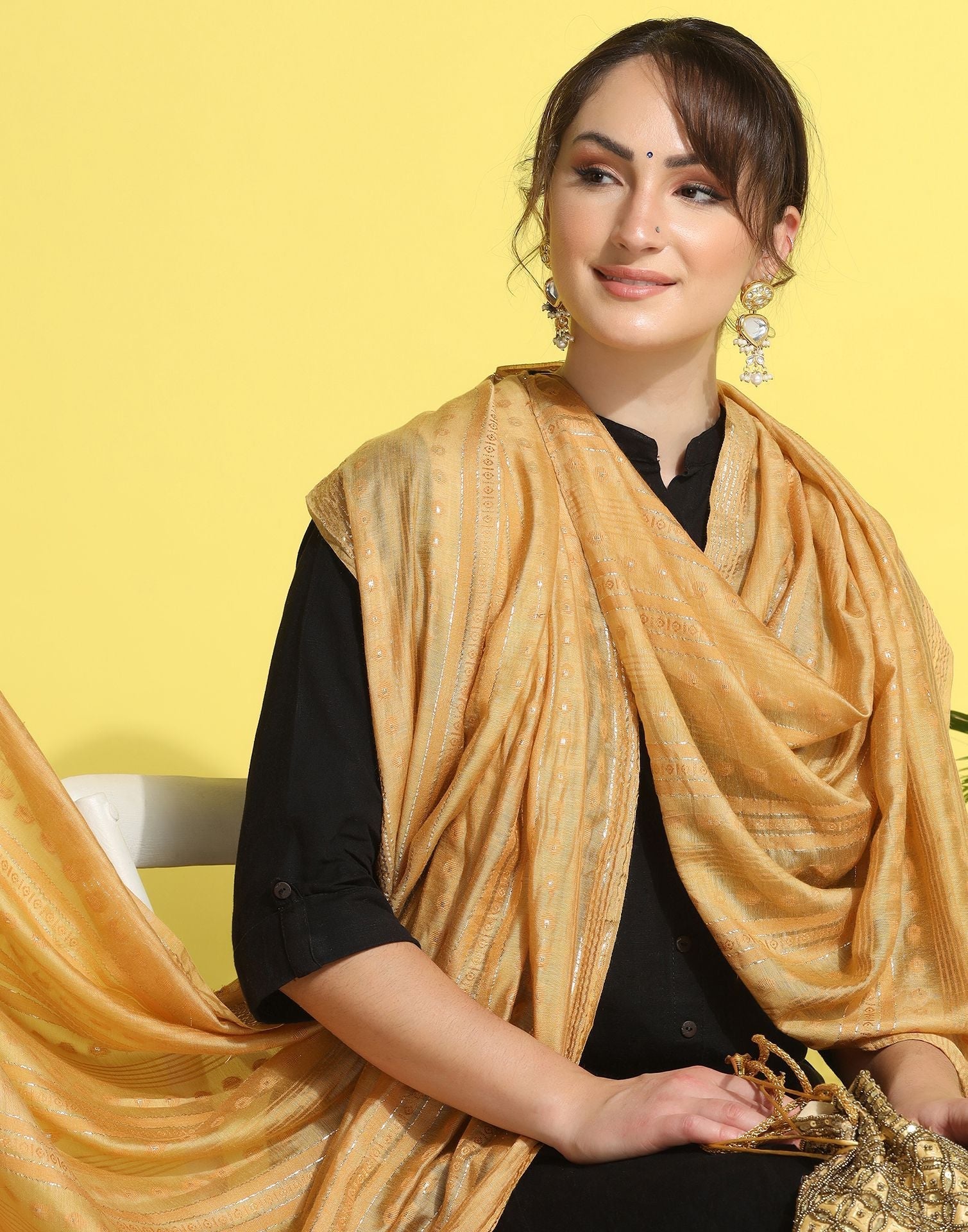 Cream Cotton Plain Dupatta | Leemboodi