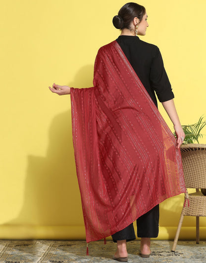 Maroon Cotton Plain Dupatta | Leemboodi