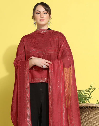 Maroon Cotton Plain Dupatta | Leemboodi