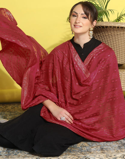 Maroon Cotton Plain Dupatta | Leemboodi
