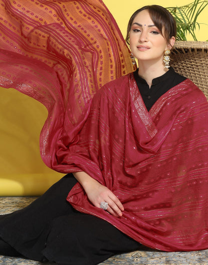 Maroon Cotton Plain Dupatta | Leemboodi