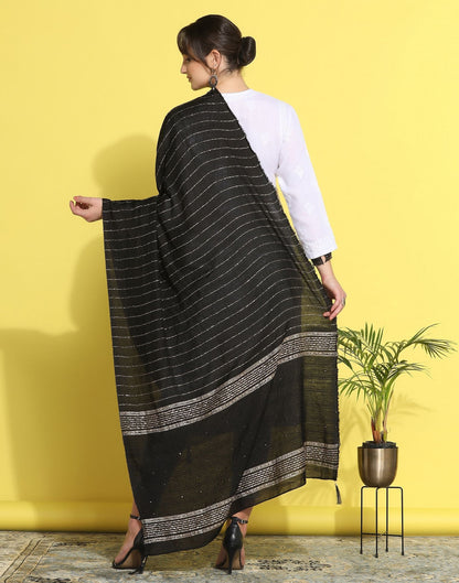 Black Cotton Plain Dupatta | Leemboodi