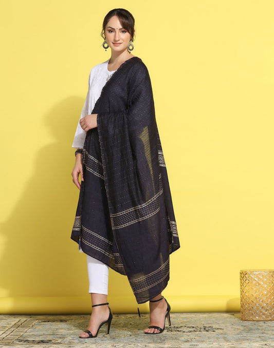 Blue Cotton Plain Dupatta | Leemboodi