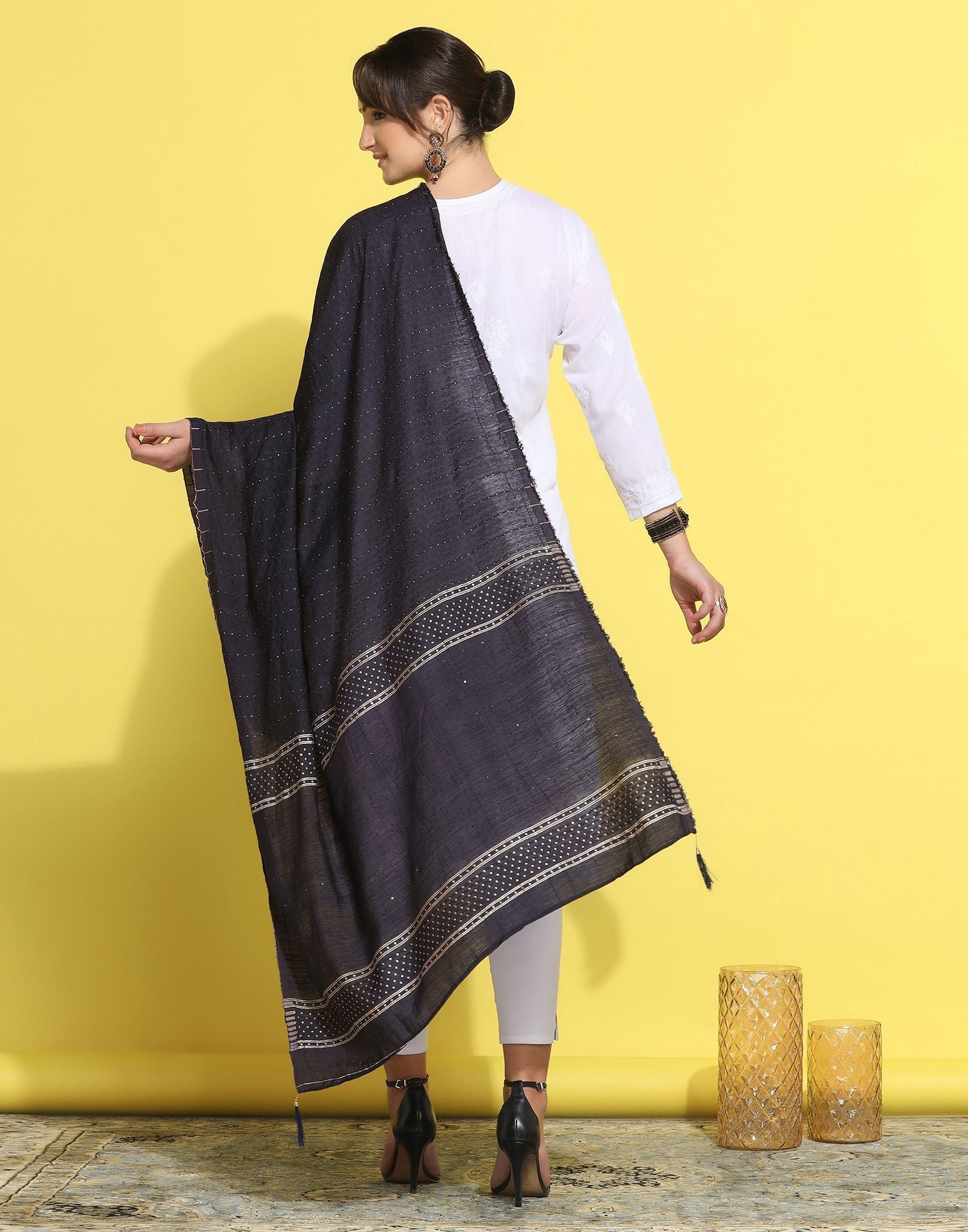 Blue Cotton Plain Dupatta | Leemboodi