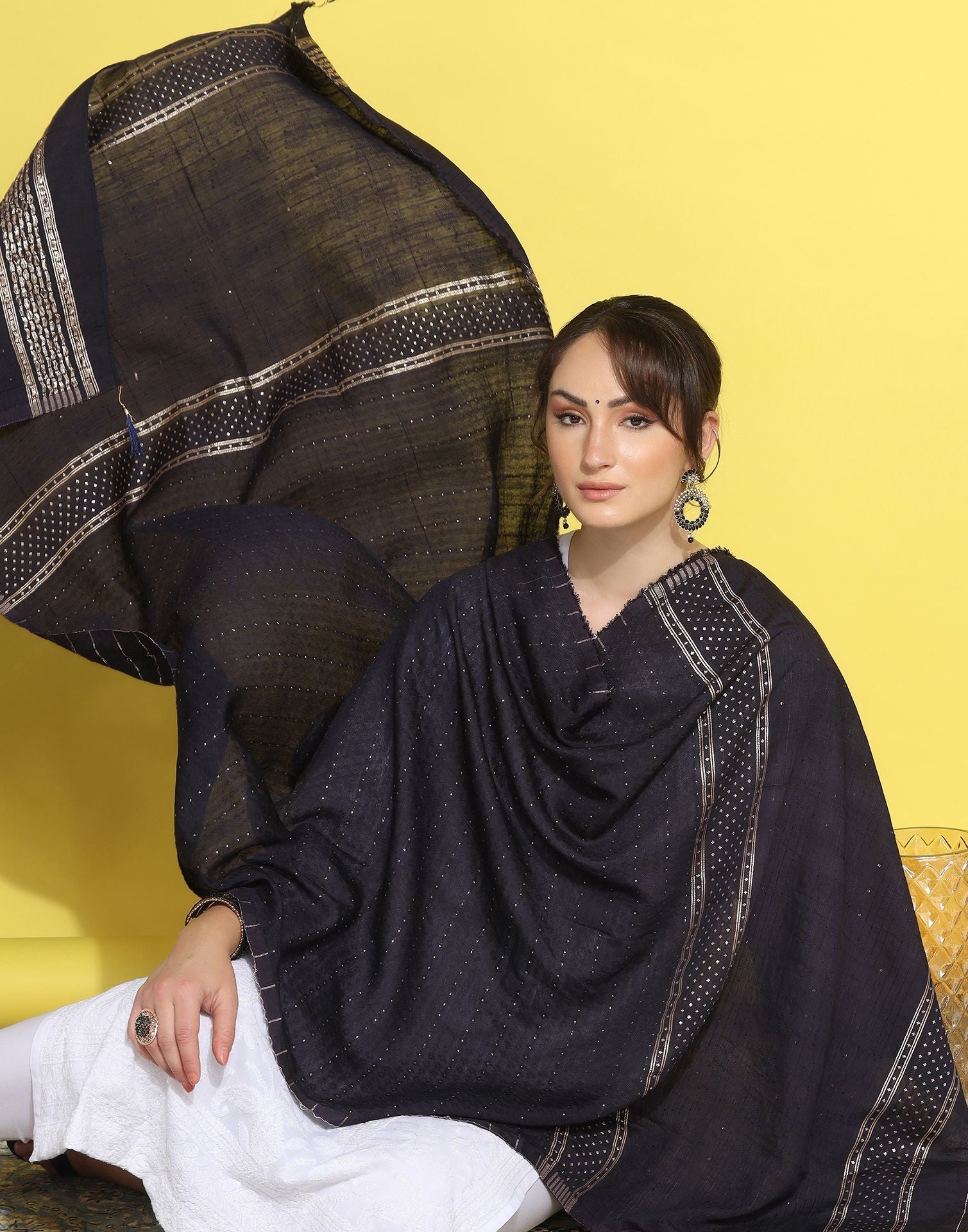 Blue Cotton Plain Dupatta | Leemboodi