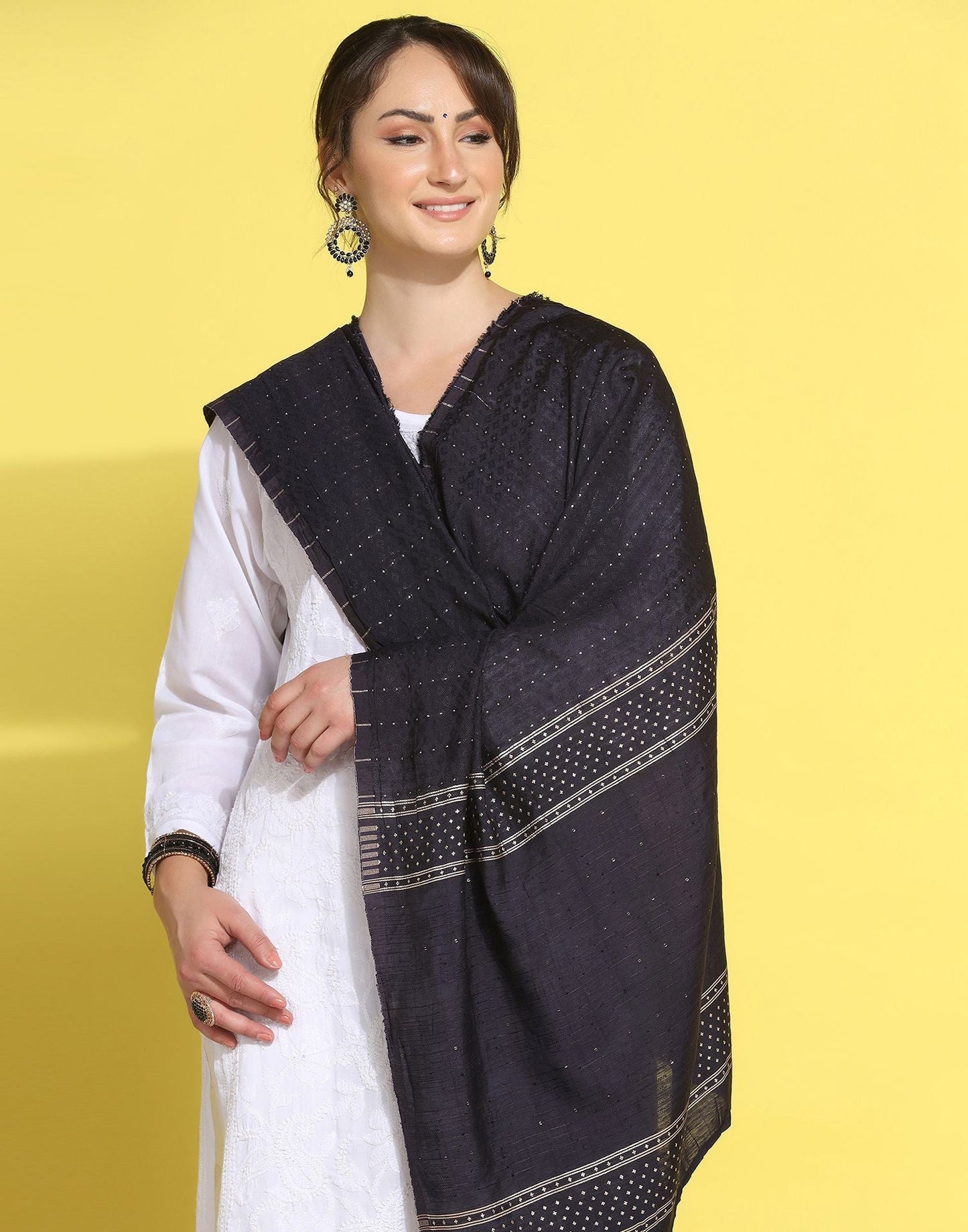 Blue Cotton Plain Dupatta | Leemboodi