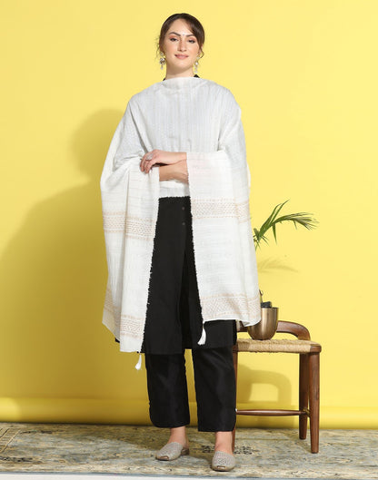 White Cotton Plain Dupatta | Leemboodi