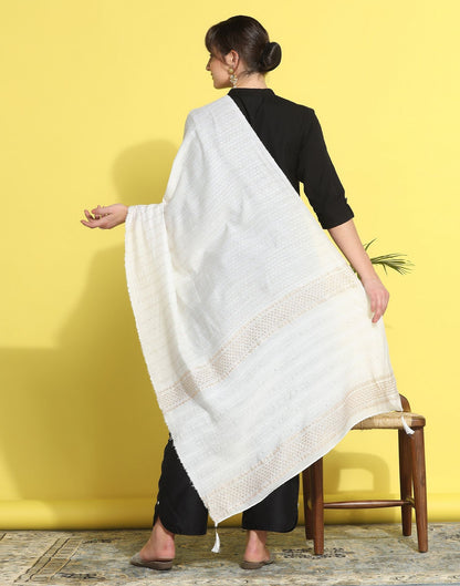 White Cotton Plain Dupatta | Leemboodi