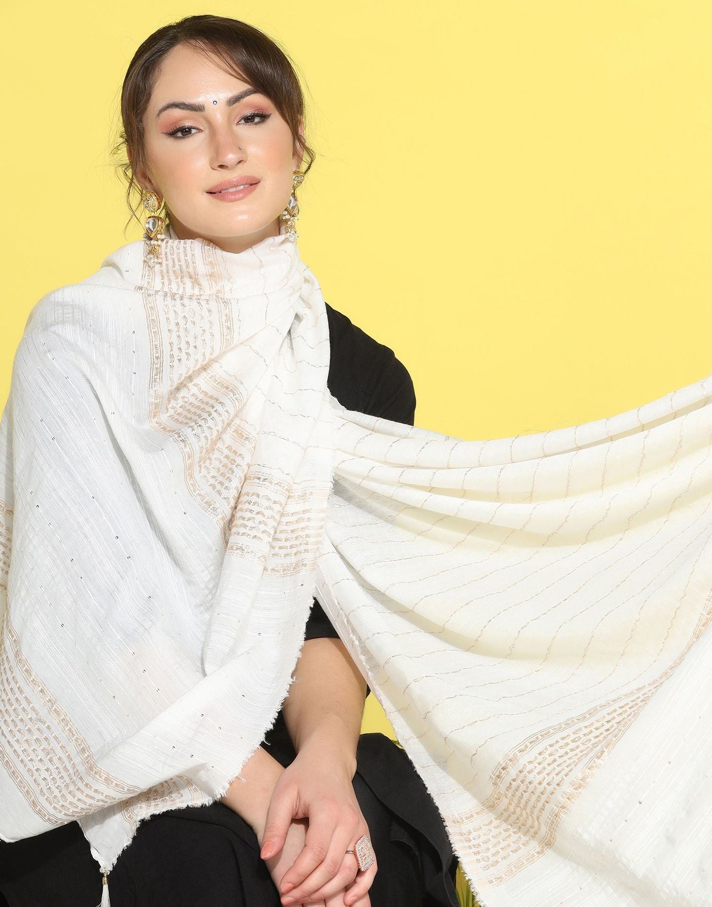 White Cotton Plain Dupatta | Leemboodi