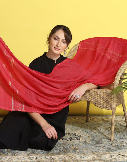 Pink Cotton Plain Dupatta | Leemboodi