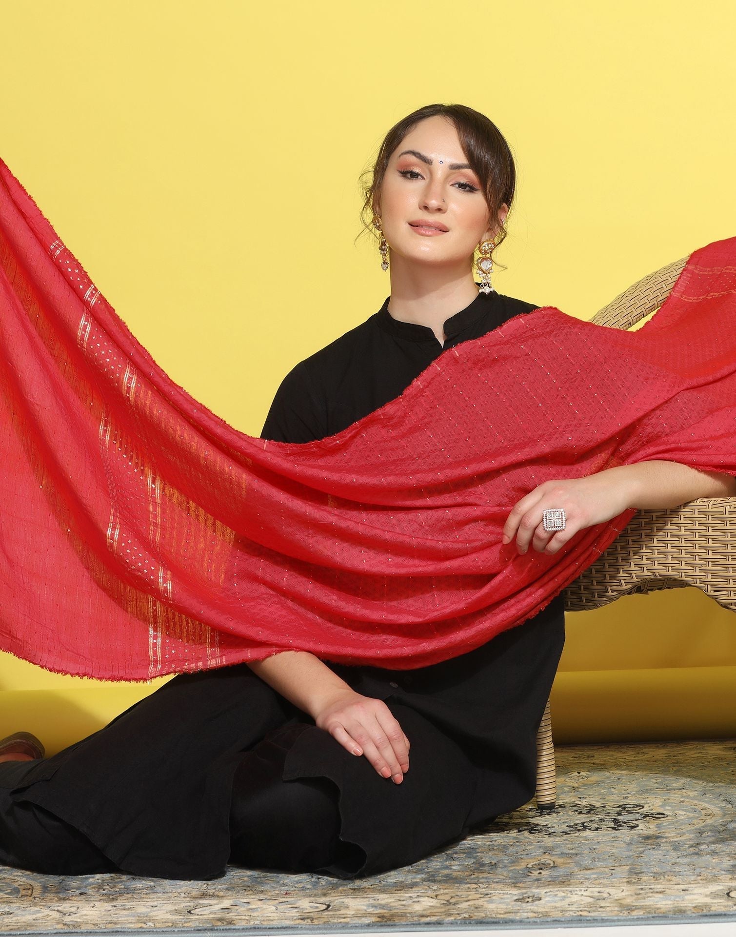 Pink Cotton Plain Dupatta | Leemboodi