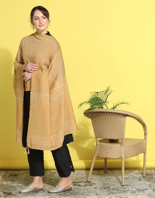 Cream Cotton Plain Dupatta | Leemboodi