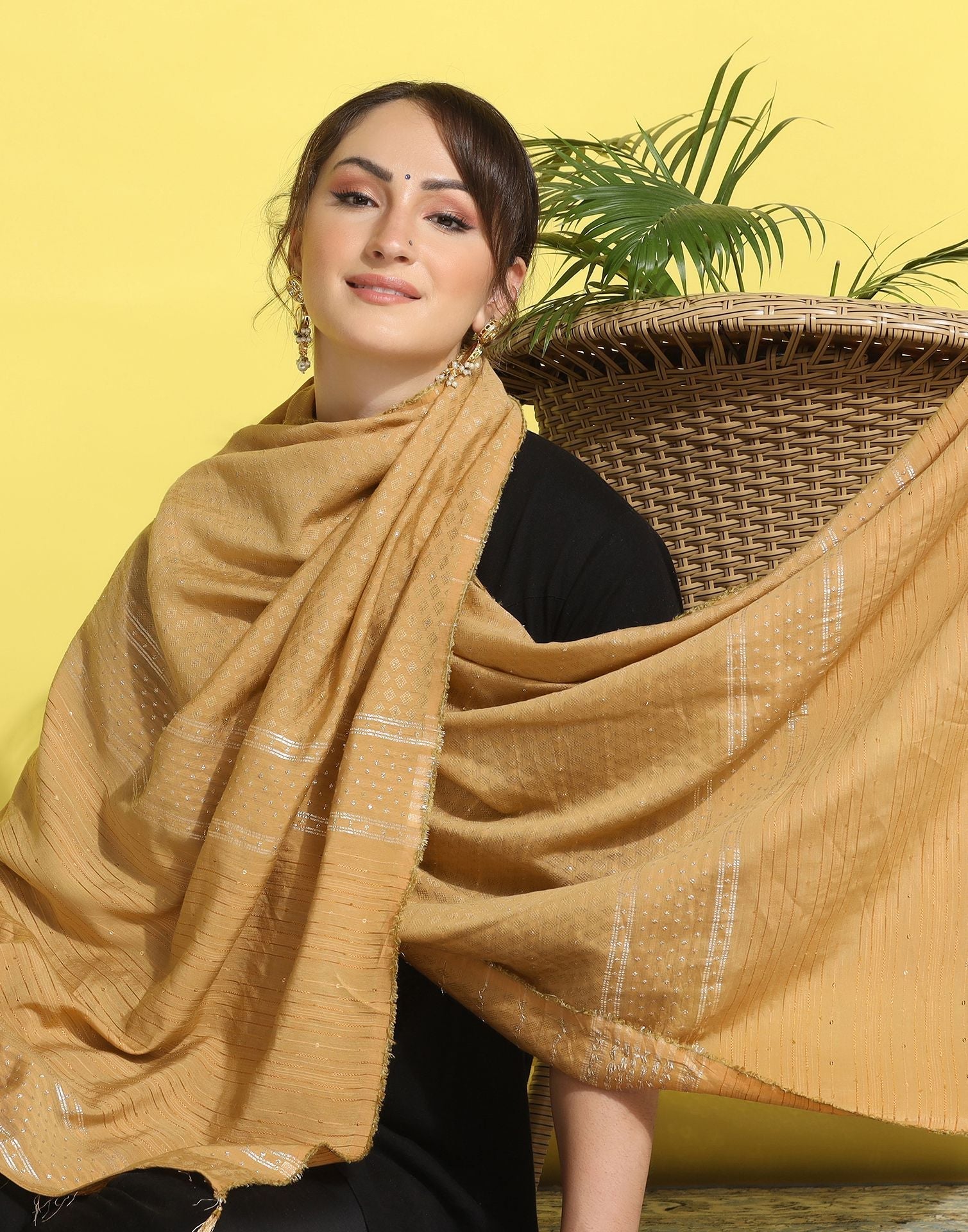 Cream Cotton Plain Dupatta | Leemboodi
