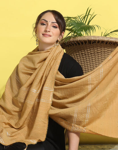 Cream Cotton Plain Dupatta | Leemboodi