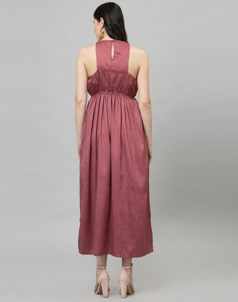 Ethnic Watermelon Pink Coloured Dyed Poly Silk Dresss | Sudathi
