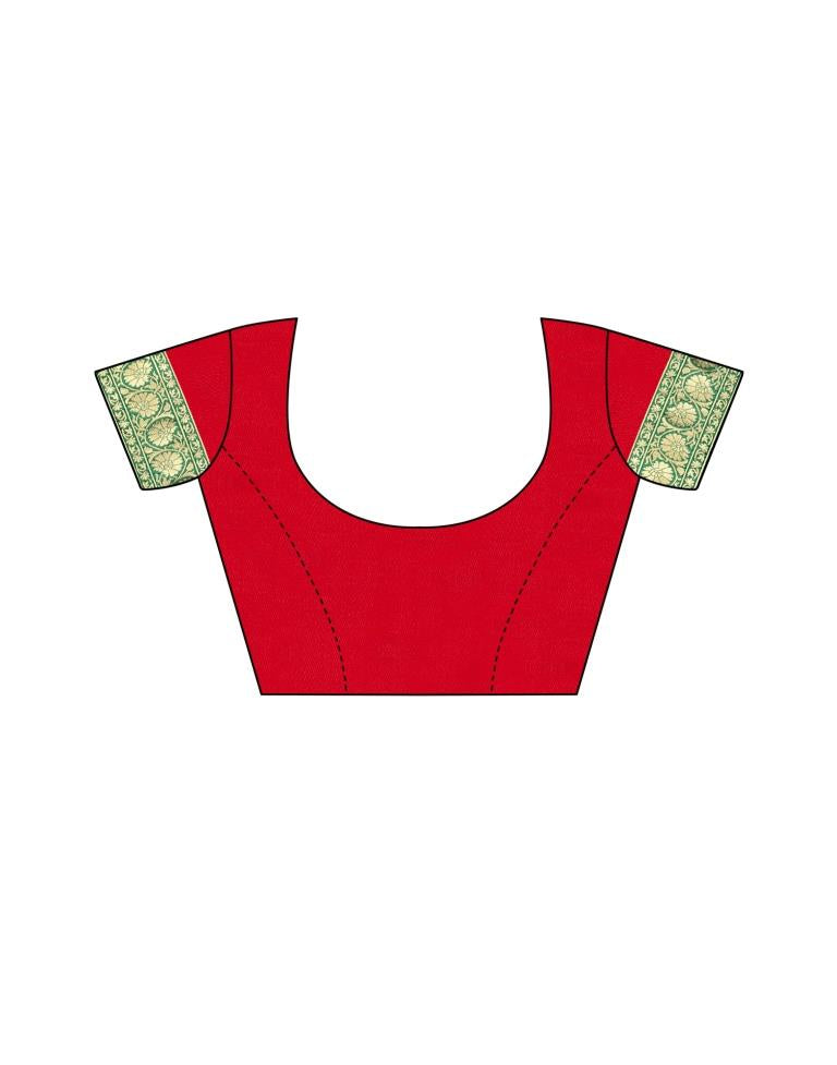 Red Coloured Poly Silk Banarasi Jacquard Partywear saree | Leemboodi