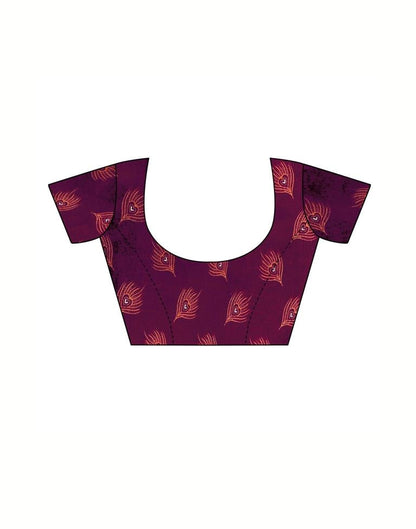 Purple Coloured Poly Silk Printed Casual saree | Sudathi