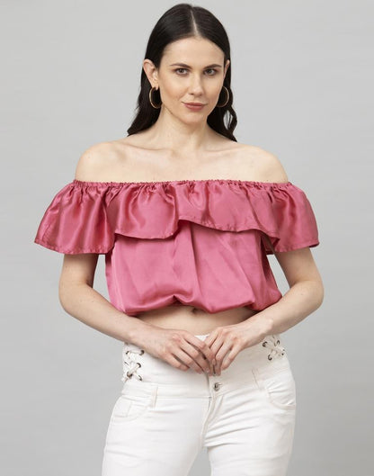 Astounding Pink Coloured Plain Satin Silk Tops | Leemboodi