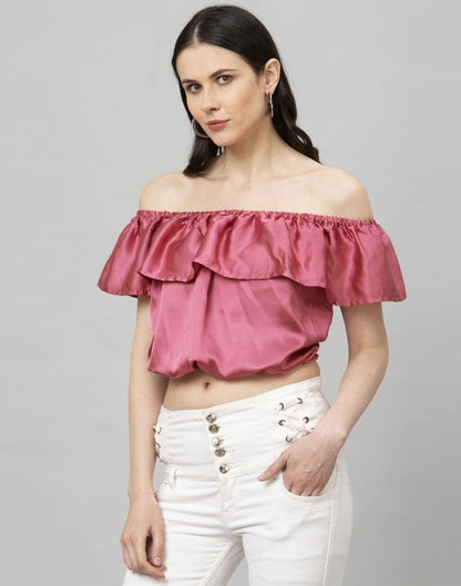 Astounding Pink Coloured Plain Satin Silk Tops | Leemboodi