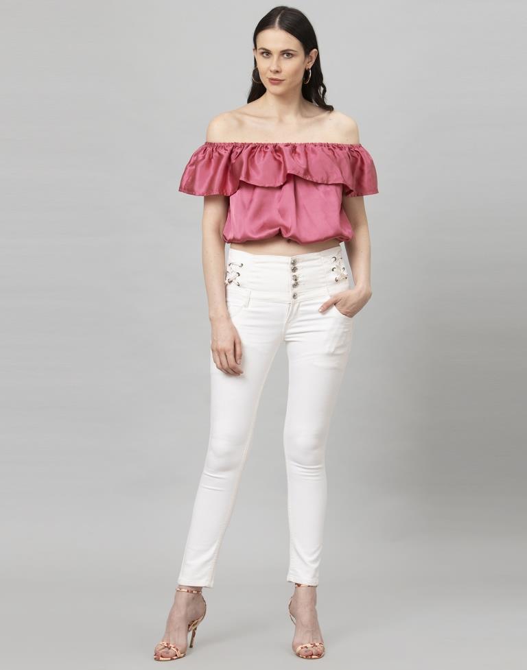 Astounding Pink Coloured Plain Satin Silk Tops | Leemboodi