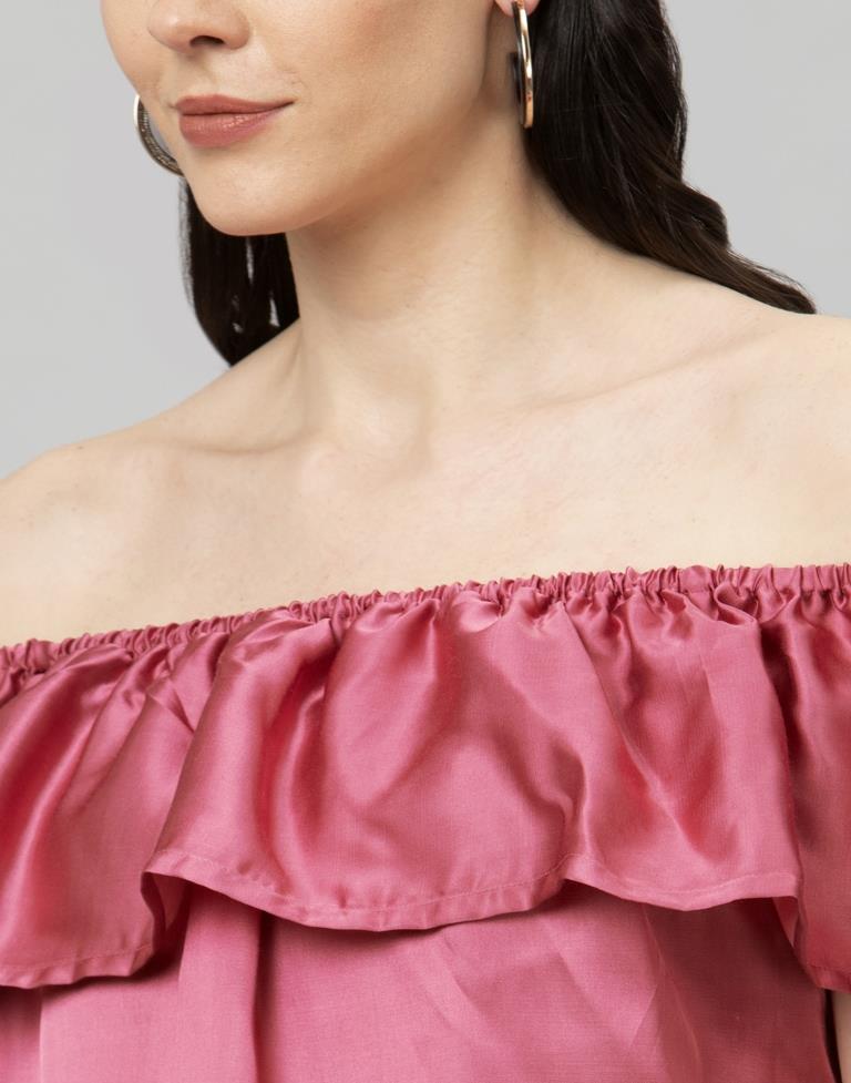 Astounding Pink Coloured Plain Satin Silk Tops | Leemboodi