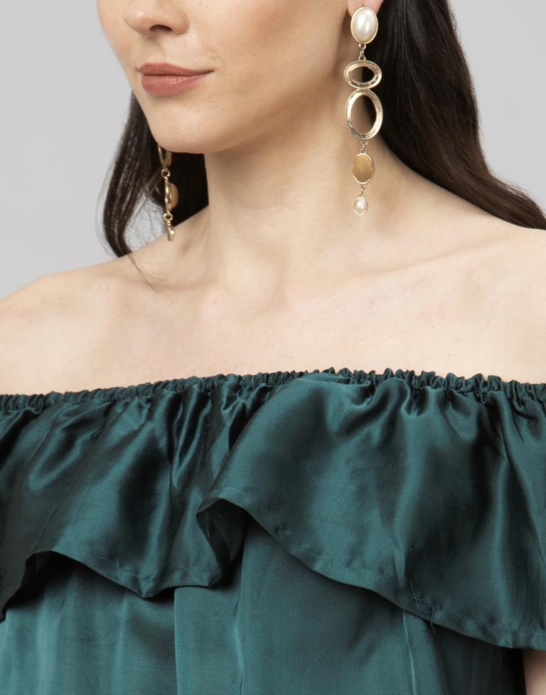 Ravishing Sacramento Green Coloured Plain Satin Silk Tops | Leemboodi