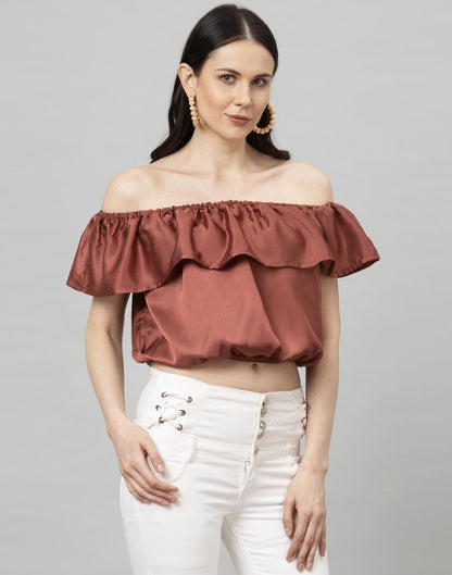 Dreamy Rosewood Pink Coloured Plain Satin Silk Tops | Leemboodi