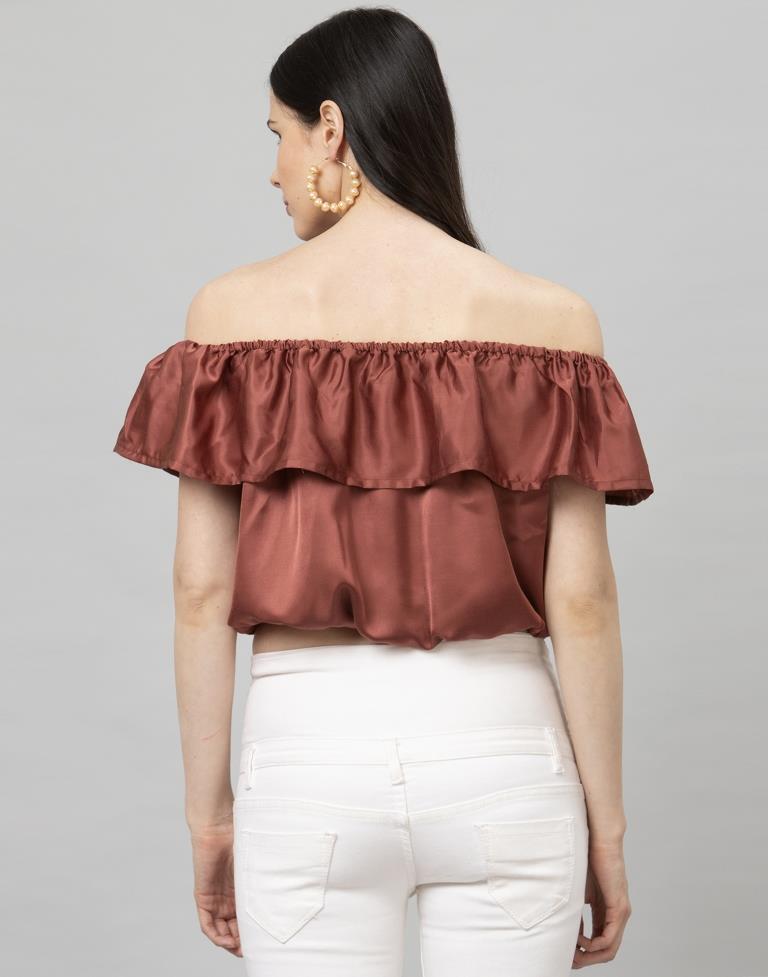 Dreamy Rosewood Pink Coloured Plain Satin Silk Tops | Leemboodi