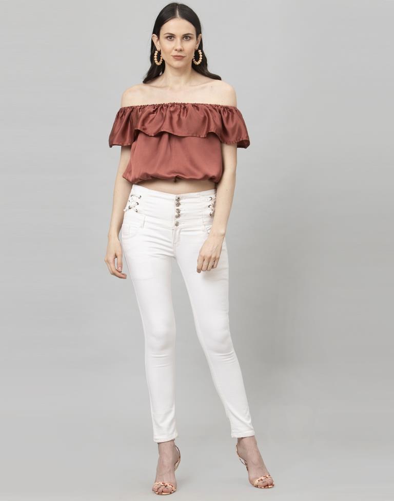 Dreamy Rosewood Pink Coloured Plain Satin Silk Tops | Leemboodi