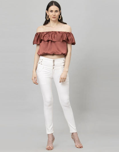 Dreamy Rosewood Pink Coloured Plain Satin Silk Tops | Leemboodi