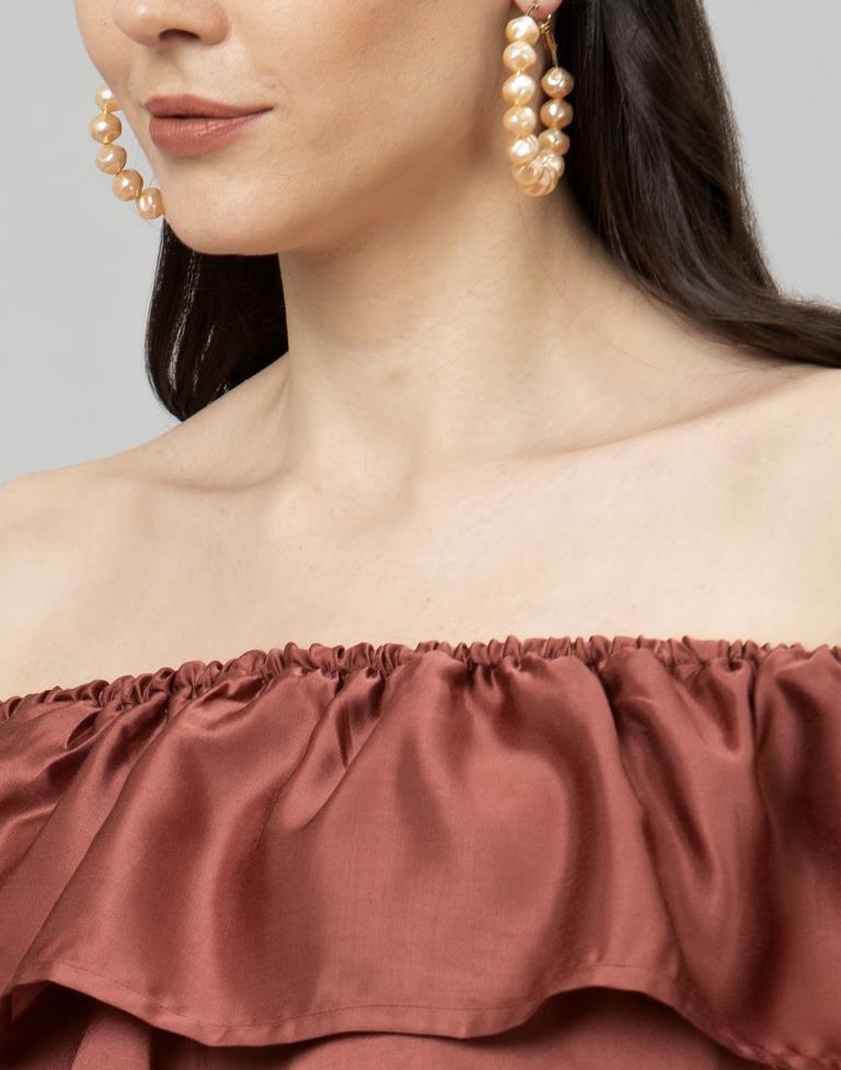 Dreamy Rosewood Pink Coloured Plain Satin Silk Tops | Leemboodi