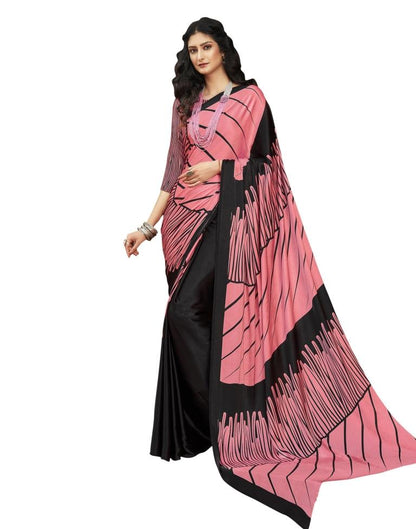 Pink Coloured Satin Printed Casual saree | Leemboodi