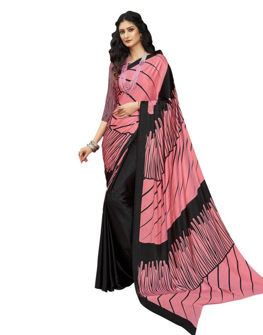 Pink Coloured Satin Printed Casual saree | Leemboodi
