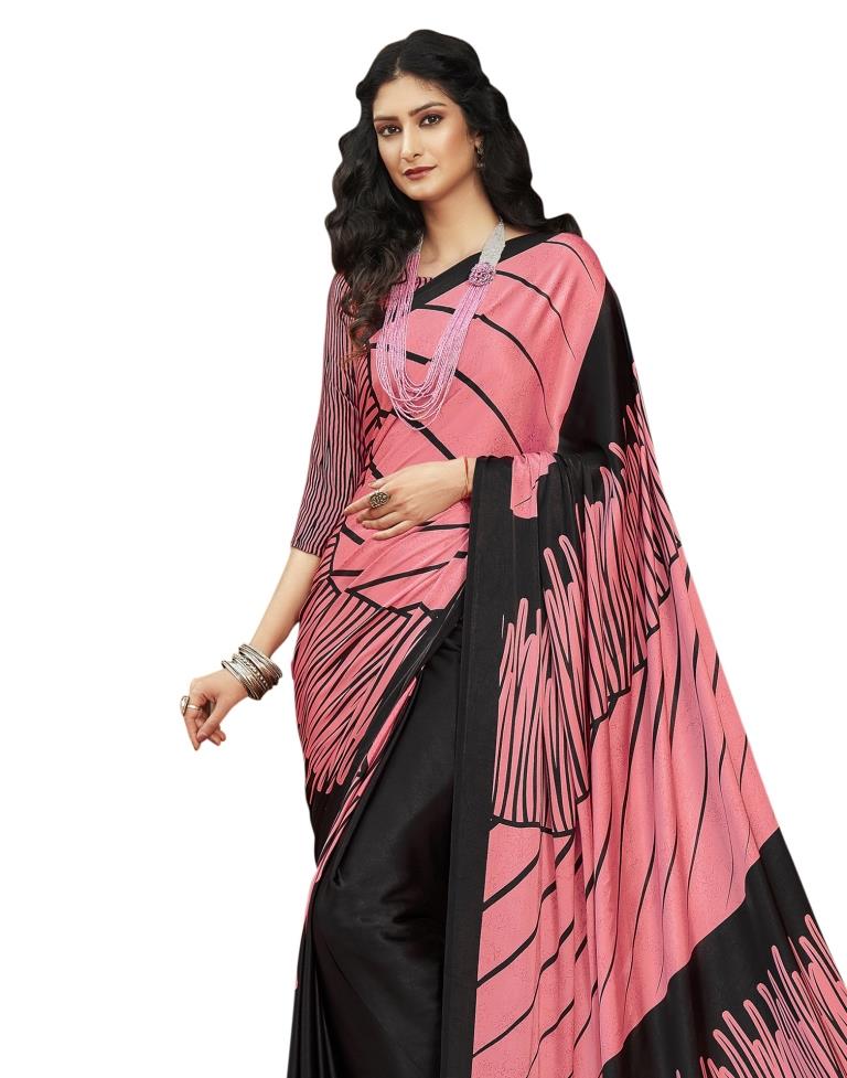 Pink Coloured Satin Printed Casual saree | Leemboodi