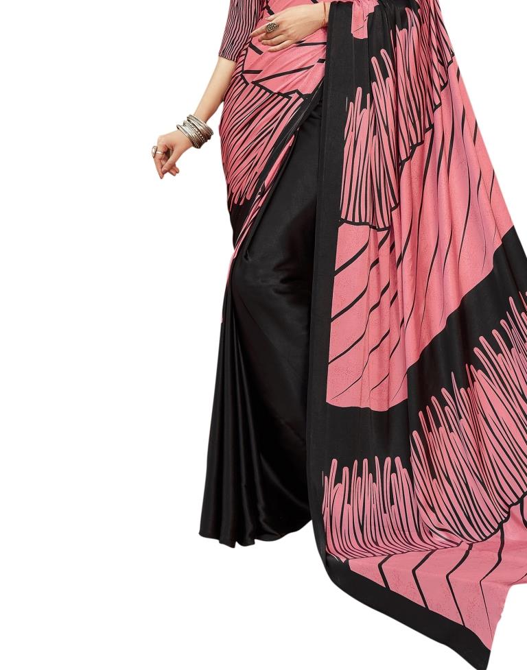 Pink Coloured Satin Printed Casual saree | Leemboodi