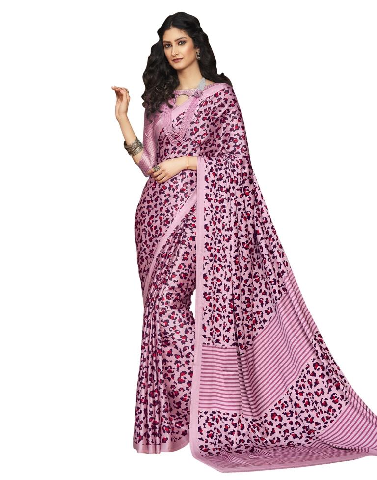 Pink Coloured Satin Printed Casual saree | Leemboodi