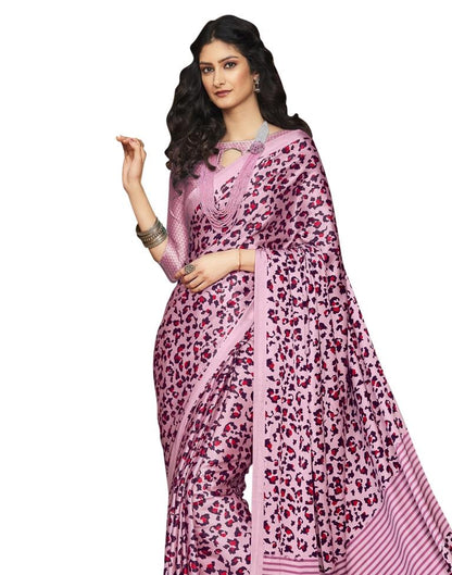 Pink Coloured Satin Printed Casual saree | Leemboodi