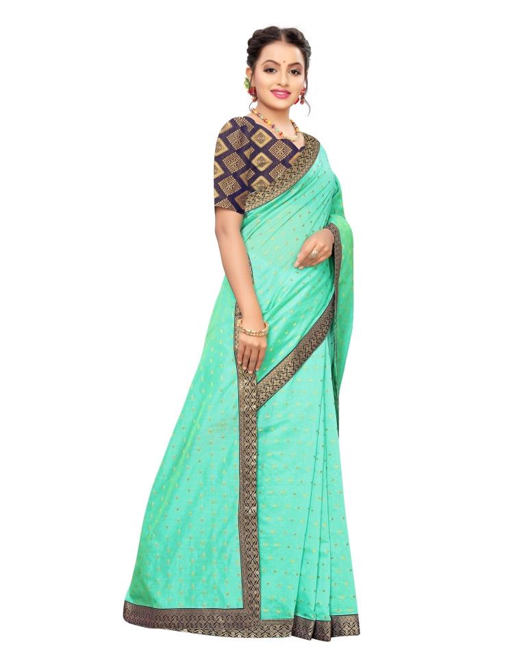 Green Coloured Cotton Silk Jacquard Partywear saree | Leemboodi