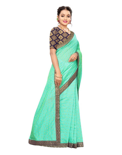 Green Coloured Cotton Silk Jacquard Partywear saree | Leemboodi