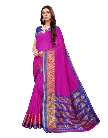 Pink Coloured Cotton Silk Jacqurad Partywear saree | Sudathi