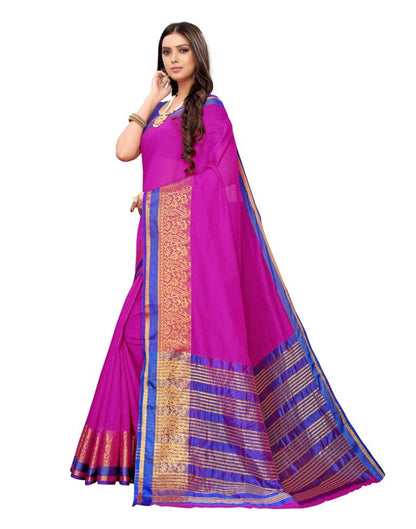 Pink Coloured Cotton Silk Jacqurad Partywear saree | Sudathi